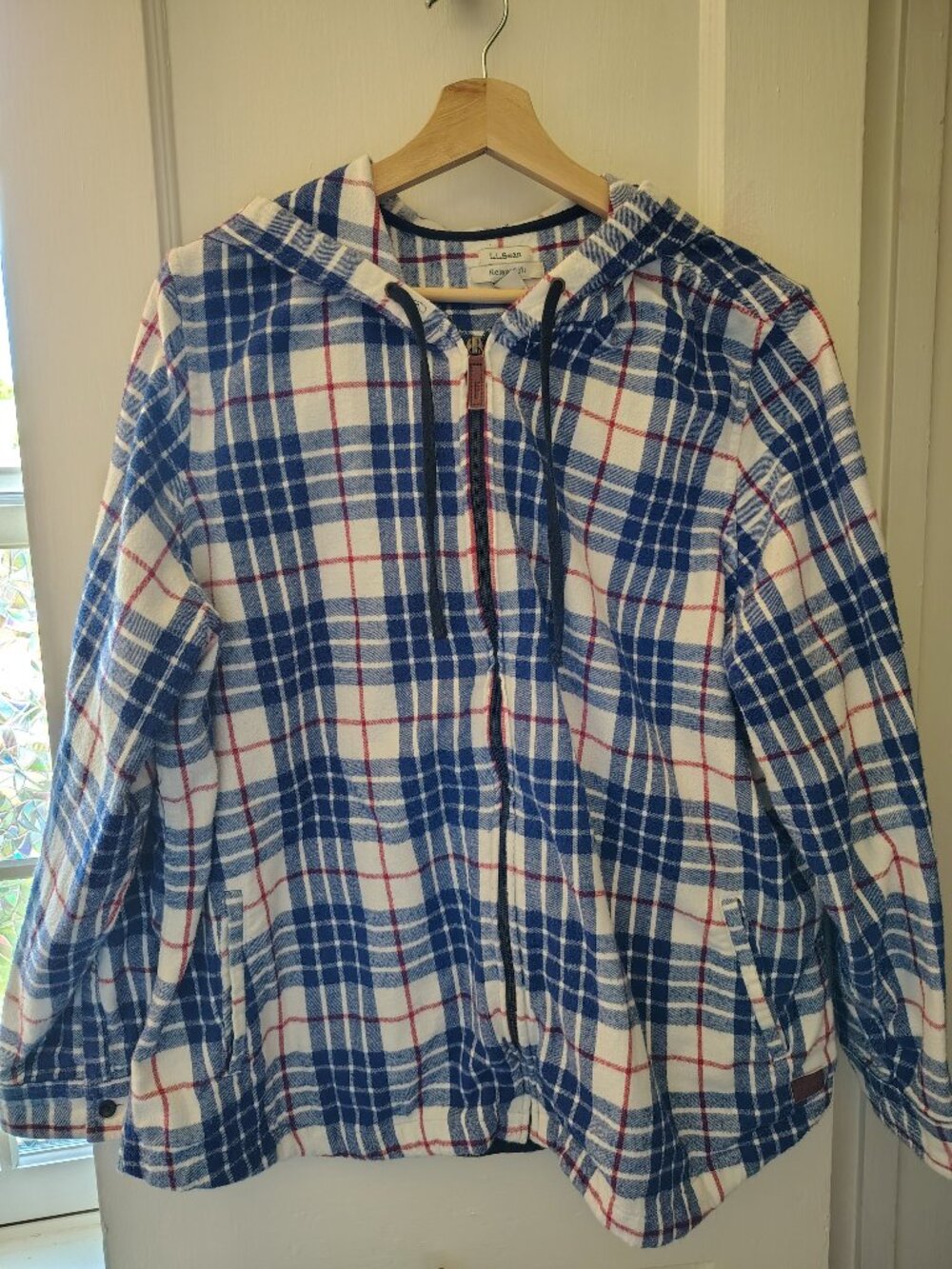 LL Bean Plaid Zip Up Hoodie, 2X